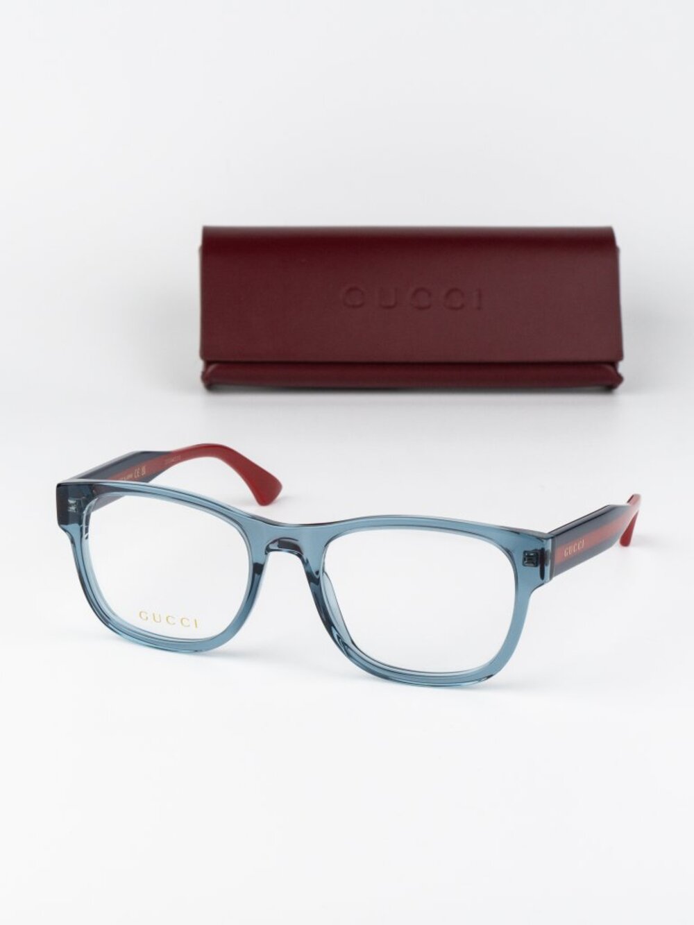 Gucci Men Eyeglasses Blue Square GG0004ONN 005 NEW AUTHENTIC